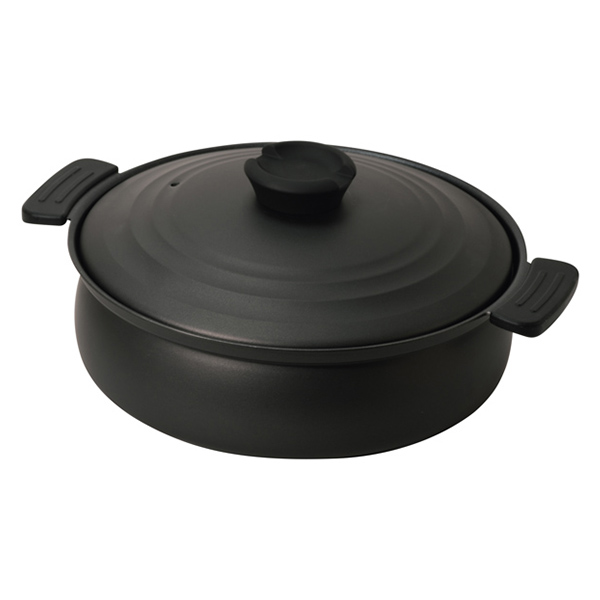 【12月限定特価】IH対応 軽量土鍋風卓上鍋 ブラック 26cm